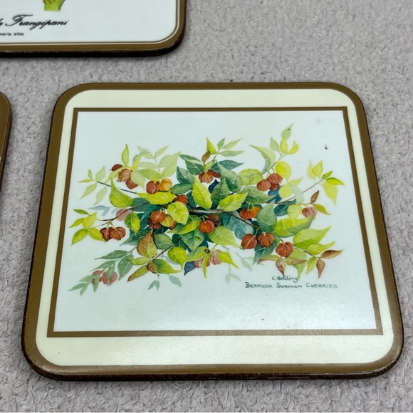 Vintage Pimpernel Floral Square Faux Tile Coasters Set of 3-Cottagecore-Flowers - Picture 5 of 8